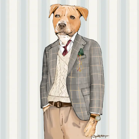 Pitbull Dogn In Suit Art Print Made In USA