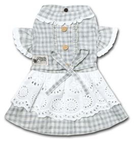 'I love Poochi' Classical Fashion Plaid Dog Dress Multiple Colors And Sizes (Color: Grey, Size: Extra Small)